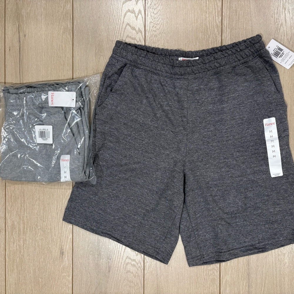 Lot of 2 pairs medium Hanes Originals Men's French Terry Sweat Shorts
